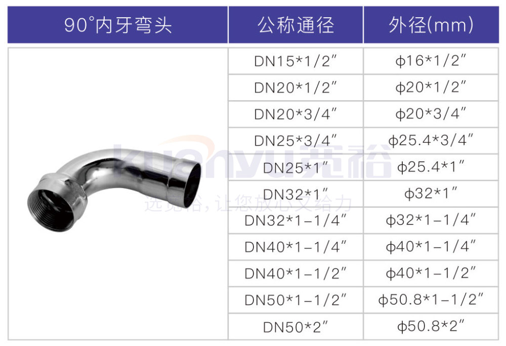 不銹鋼環(huán)壓90度內(nèi)牙彎頭